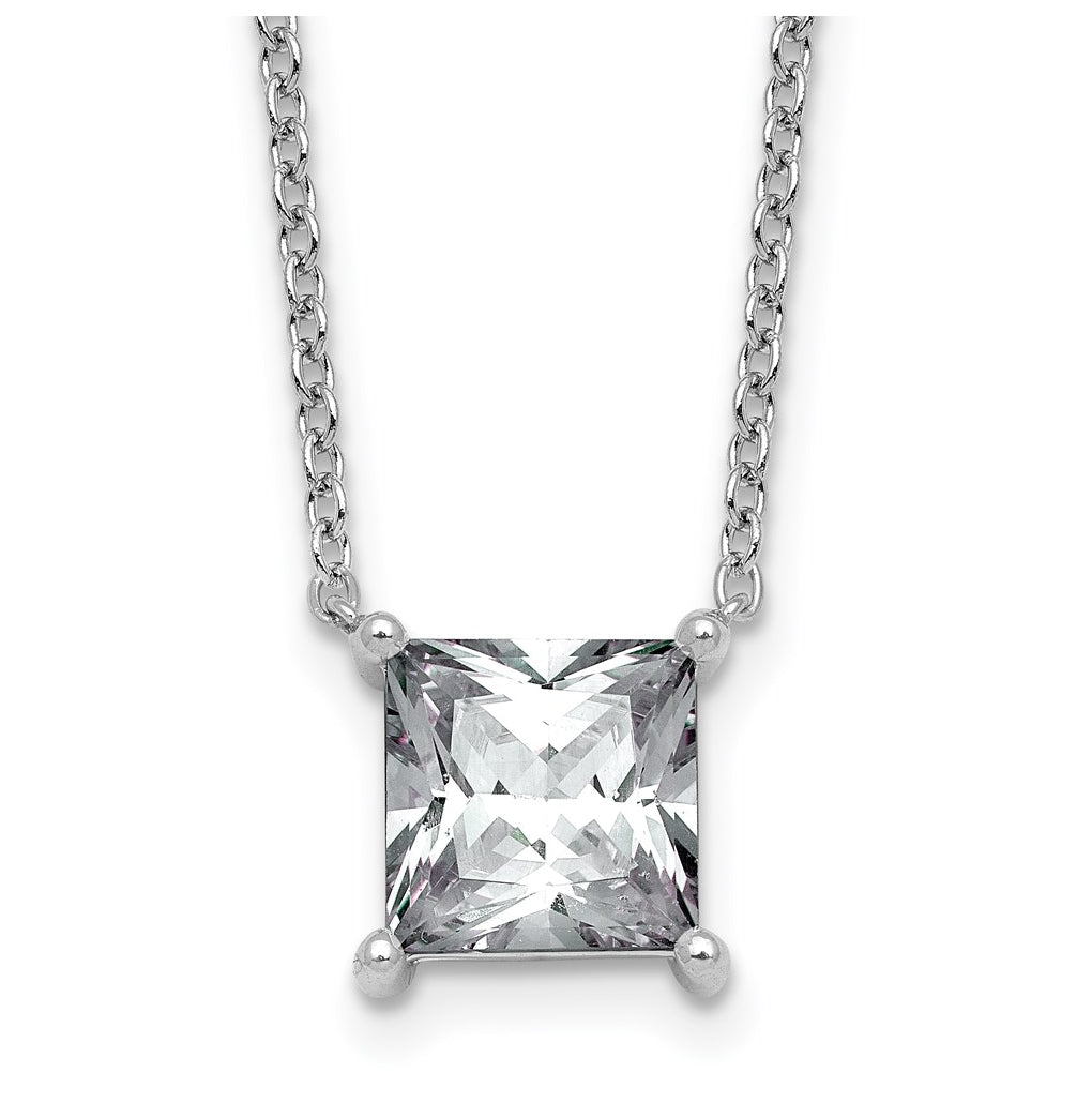14K Yellow Or White Gold Certified Lab Grown Diamond VS+ F+ Princess Complete Four Prong 18 inch Pendant Necklace