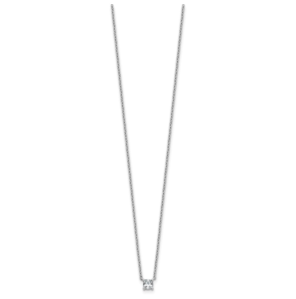 14K Yellow Or White Gold Lab Grown Diamond VS+ F+ Cushion Complete 18 inch Four Prong Pendant Necklace