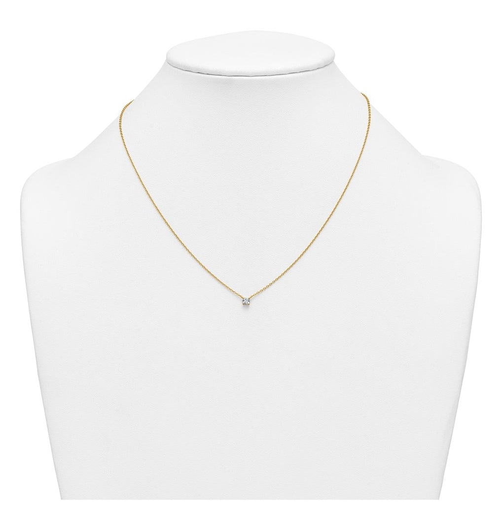 14K Yellow Or White Gold Lab Grown Diamond VS+ F+ Cushion Complete 18 inch Four Prong Pendant Necklace