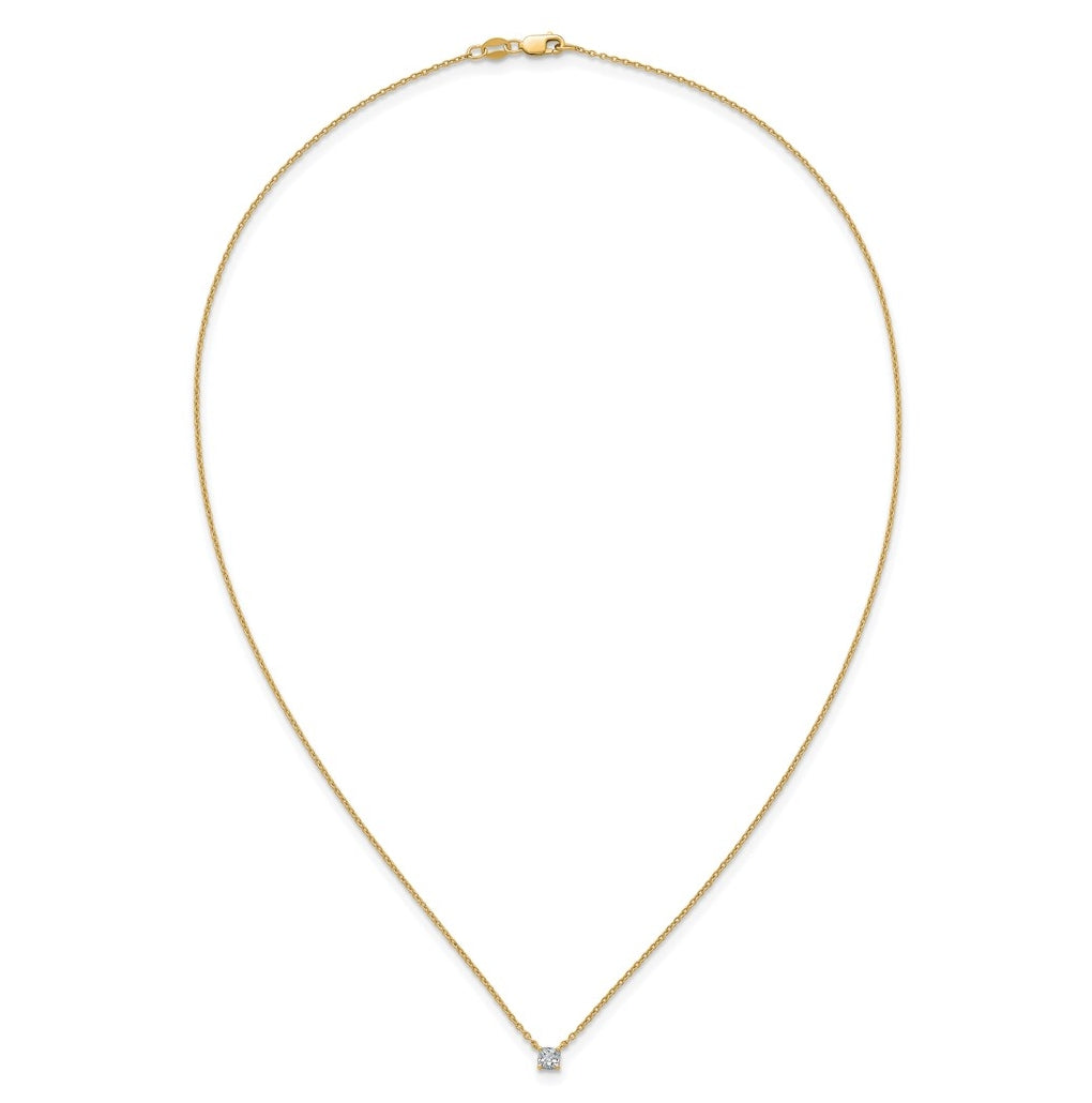 14K Yellow Or White Gold Lab Grown Diamond VS+ F+ Cushion Complete 18 inch Four Prong Pendant Necklace