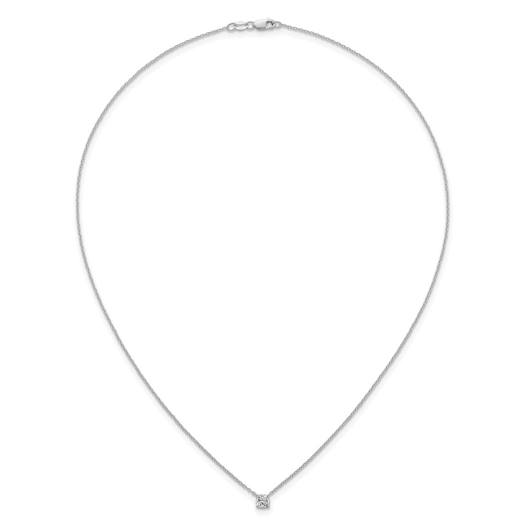 14K Yellow Or White Gold Lab Grown Diamond VS+ F+ Cushion Complete 18 inch Four Prong Pendant Necklace