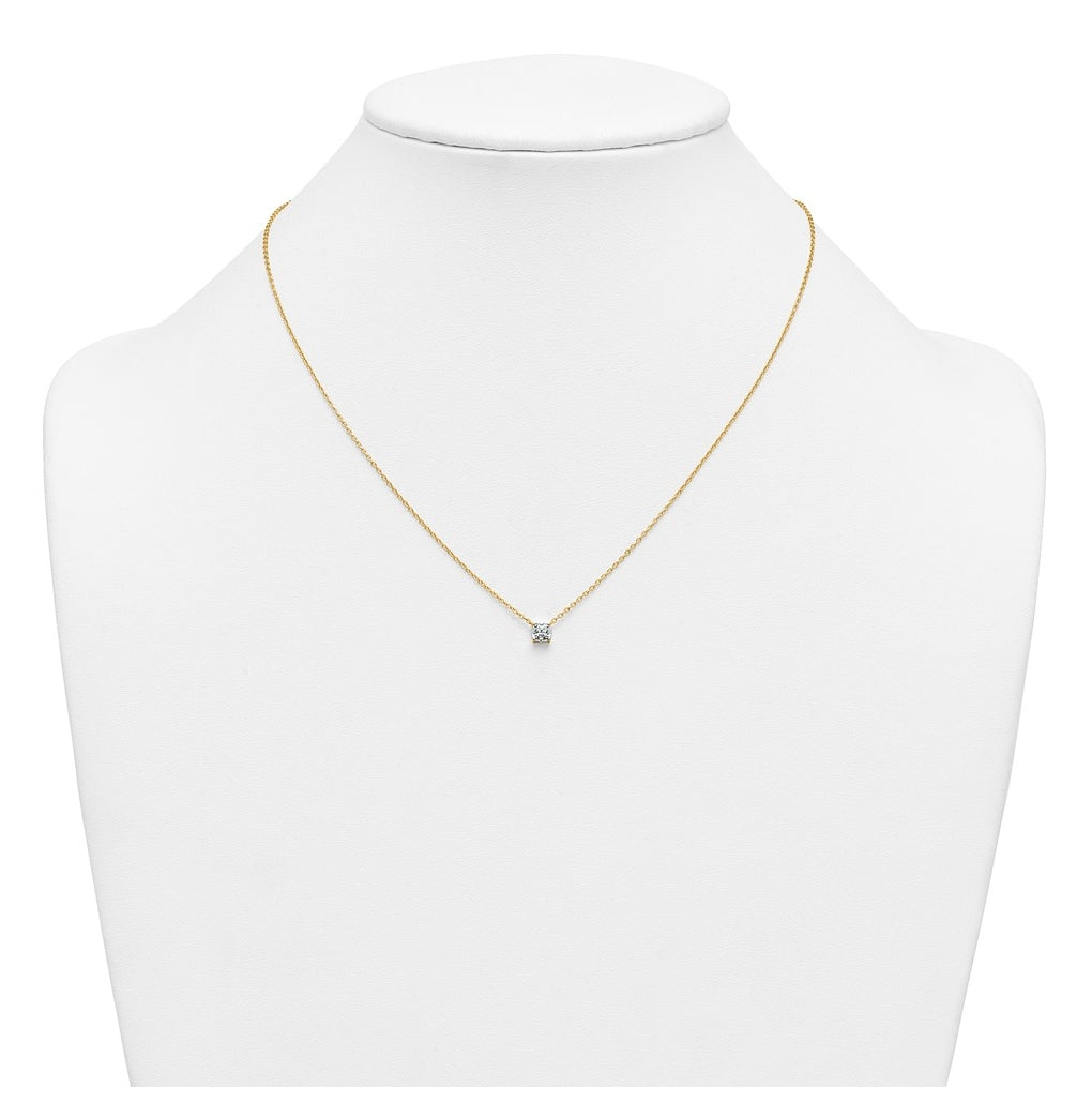 14K Yellow Or White Gold Lab Grown Diamond VS+ F+ Cushion Complete 18 inch Four Prong Pendant Necklace