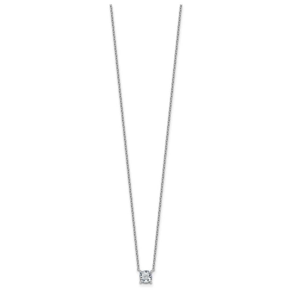 14K Yellow Or White Gold Lab Grown Diamond VS+ F+ Cushion Complete 18 inch Four Prong Pendant Necklace
