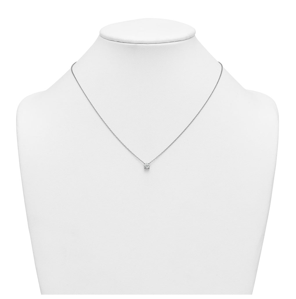 14K Yellow Or White Gold Lab Grown Diamond VS+ F+ Cushion Complete 18 inch Four Prong Pendant Necklace