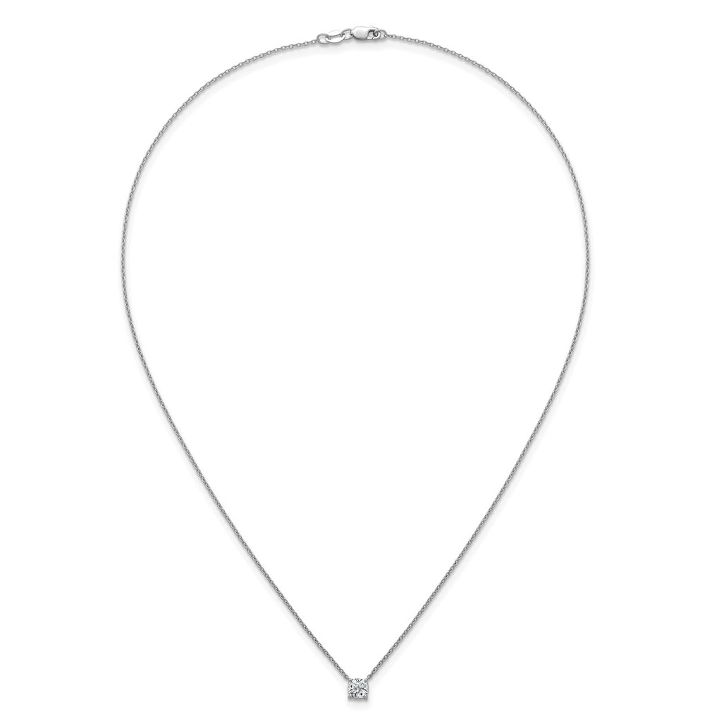 14K Yellow Or White Gold Lab Grown Diamond VS+ F+ Cushion Complete 18 inch Four Prong Pendant Necklace