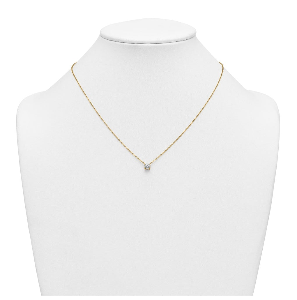 14K Yellow Or White Gold Lab Grown Diamond VS+ F+ Cushion Complete 18 inch Four Prong Pendant Necklace