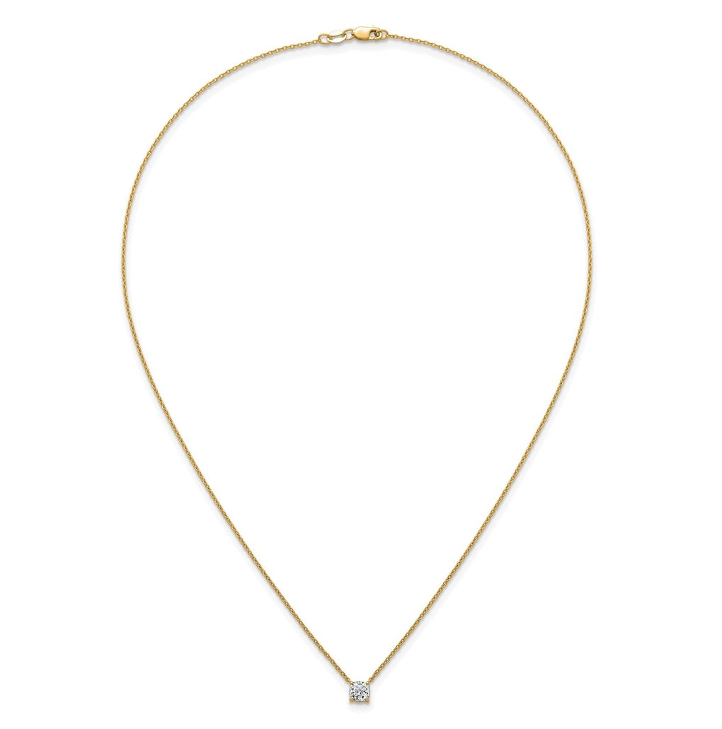 14K Yellow Or White Gold Lab Grown Diamond VS+ F+ Cushion Complete 18 inch Four Prong Pendant Necklace