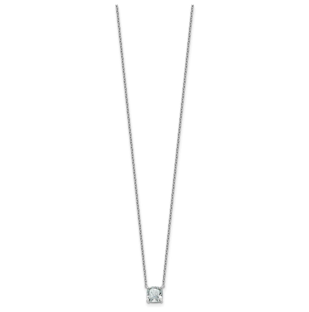 14K Yellow Or White Gold Certified Lab Grown Diamond VS+ F+ Cushion Complete 18 inch Four Prong Pendant Necklace