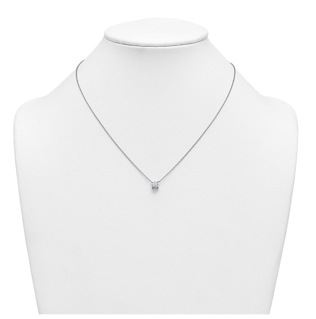14K Yellow Or White Gold Certified Lab Grown Diamond VS+ F+ Cushion Complete 18 inch Four Prong Pendant Necklace