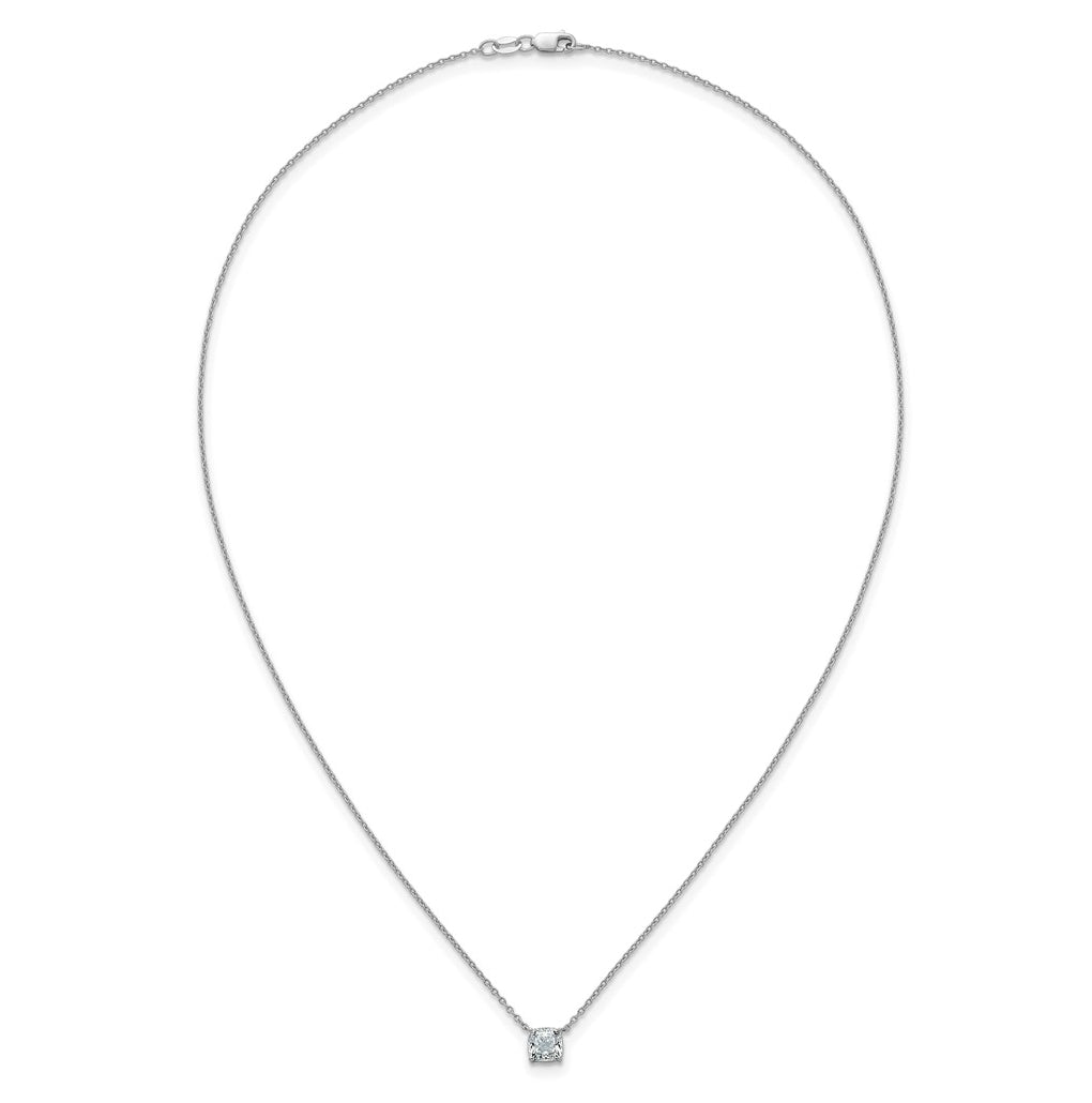 14K Yellow Or White Gold Lab Grown Diamond VS+ F+ Cushion Complete 18 inch Four Prong Pendant Necklace