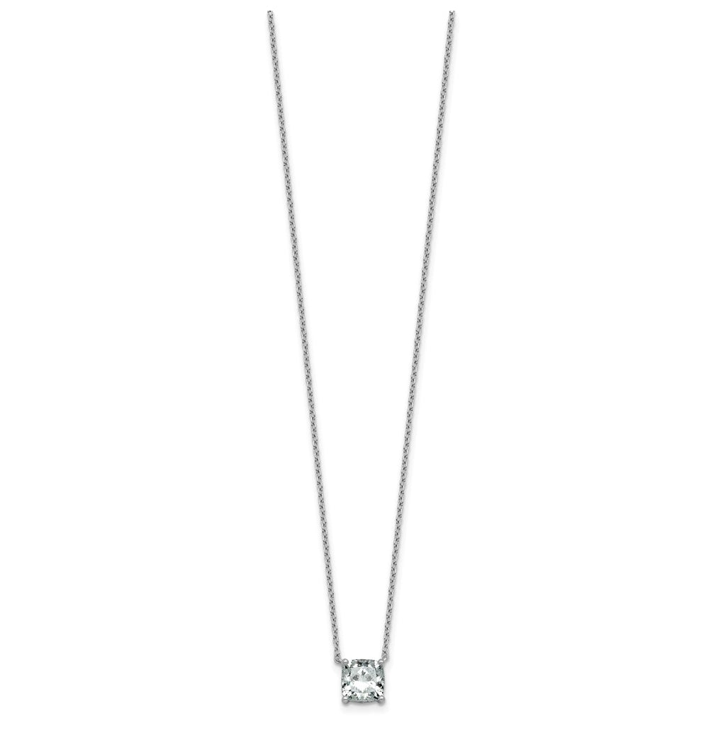 14K Yellow Or White Gold Lab Grown Diamond VS+ F+ Cushion Complete 18 inch Four Prong Pendant Necklace