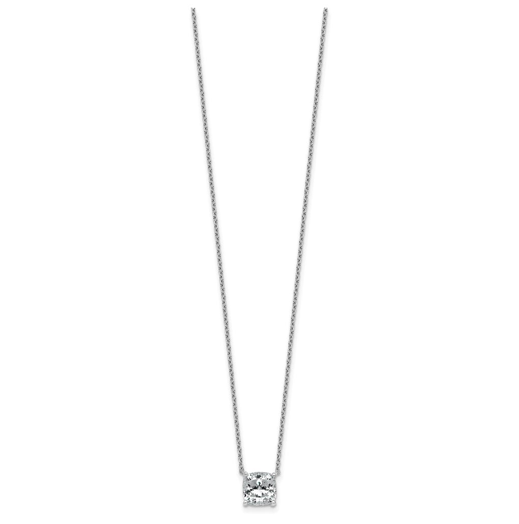 14K Yellow Or White Gold Certified Lab Grown Diamond VS+ F+ Cushion Complete 18 inch Four Prong Pendant Necklace