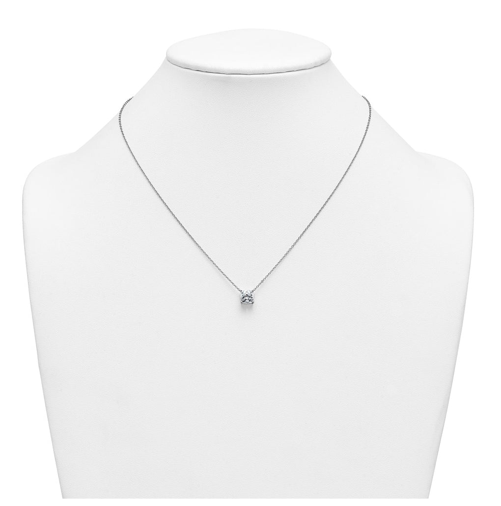 14K Yellow Or White Gold Certified Lab Grown Diamond VS+ F+ Cushion Complete 18 inch Four Prong Pendant Necklace