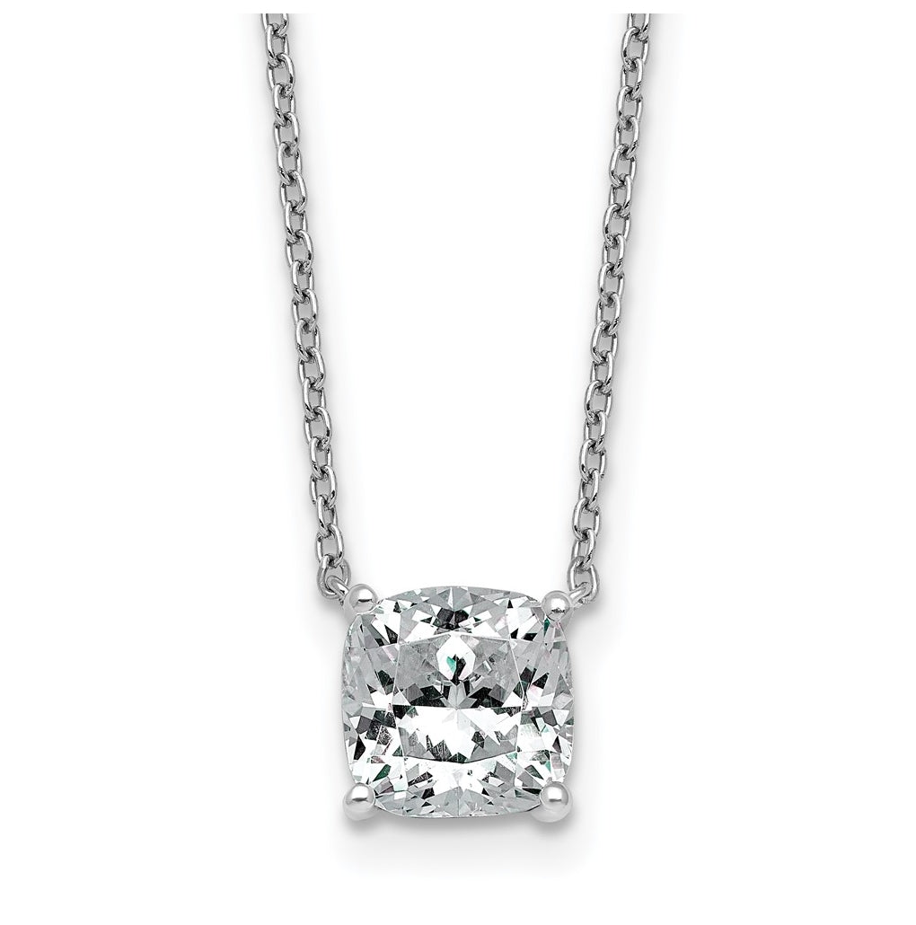 14K Yellow Or White Gold Certified Lab Grown Diamond VS+ F+ Cushion Complete 18 inch Four Prong Pendant Necklace