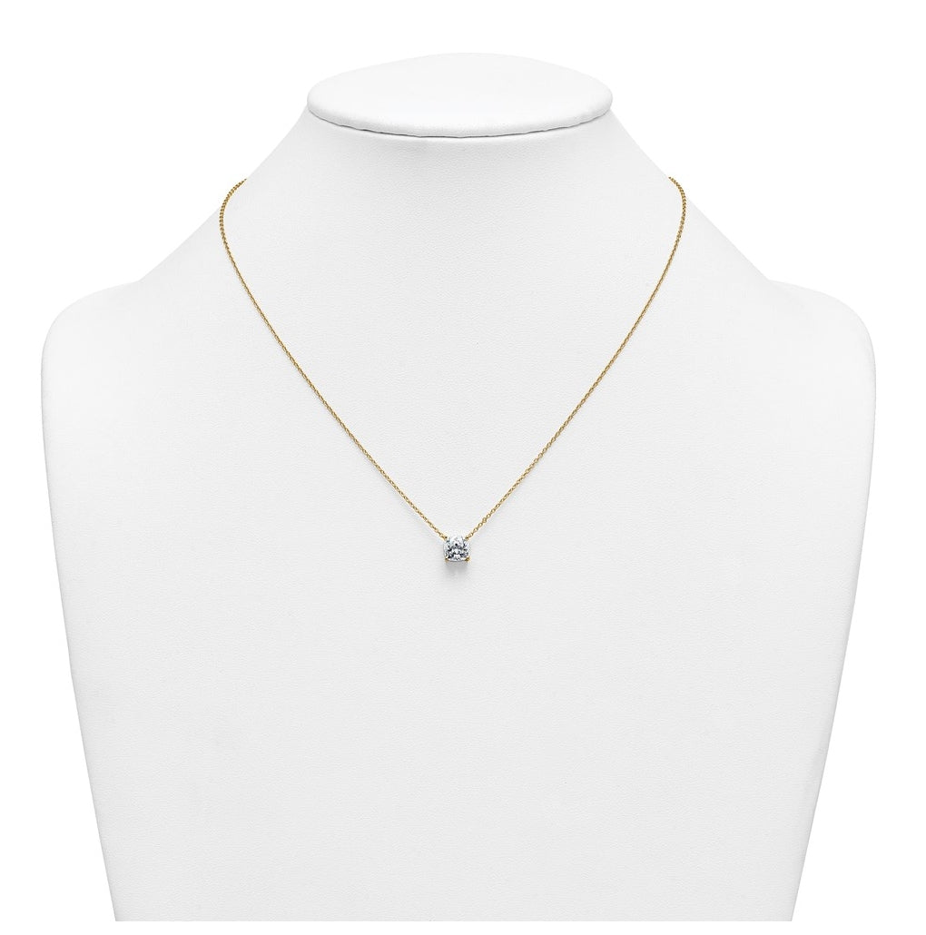 14K Yellow Or White Gold Certified Lab Grown Diamond VS+ F+ Cushion Complete 18 inch Four Prong Pendant Necklace