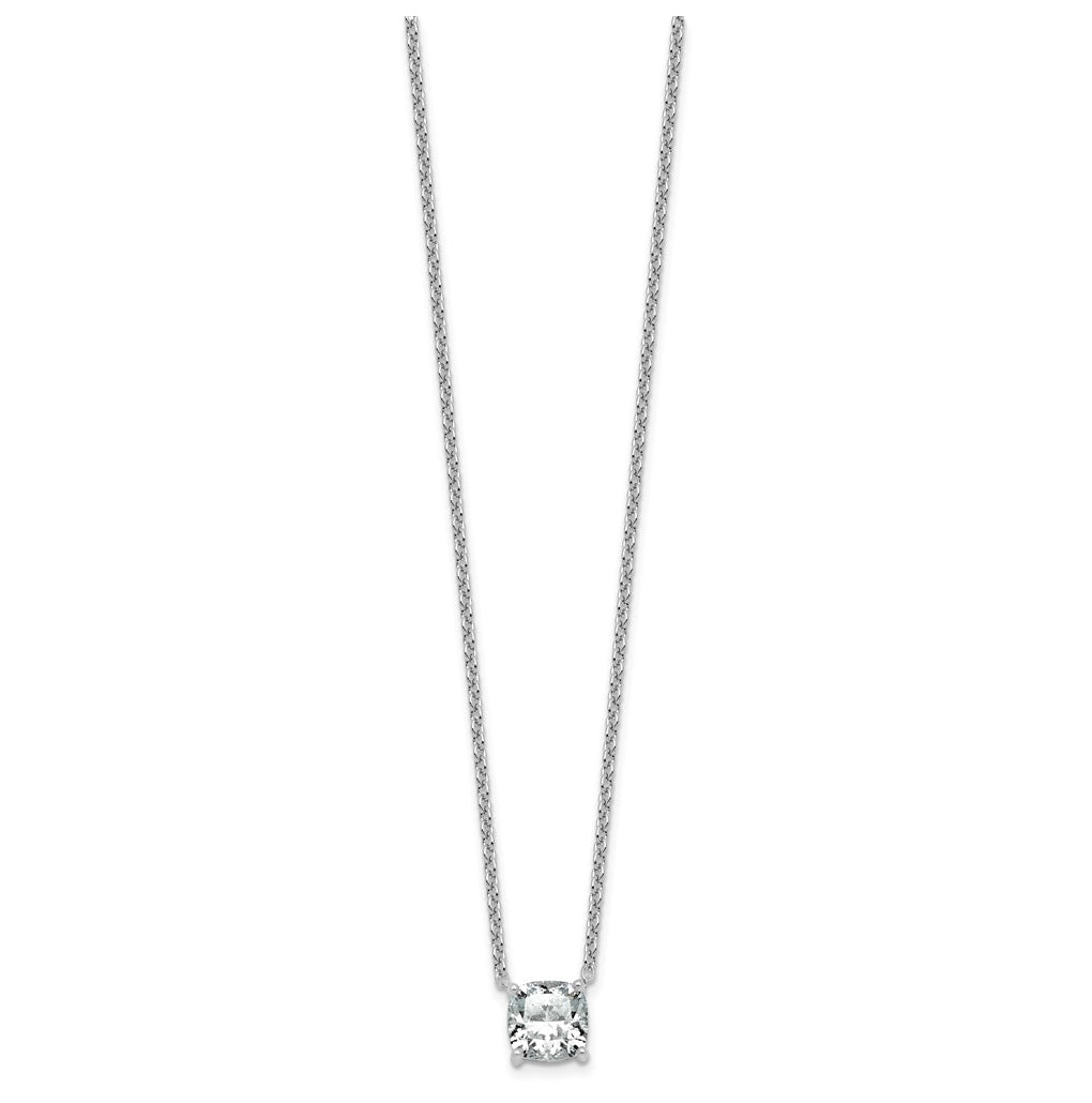 14K Yellow Or White Gold Lab Grown Diamond VS+ F+ Cushion Complete 18 inch Four Prong Pendant Necklace