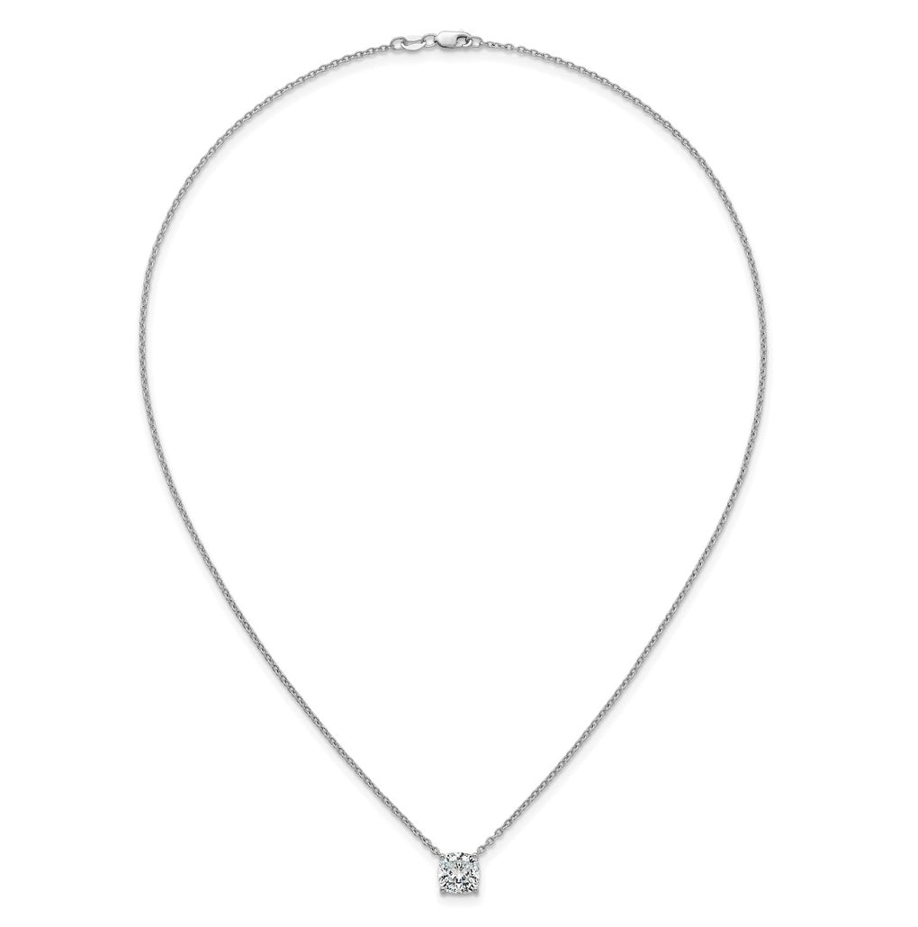 14K Yellow Or White Gold Lab Grown Diamond VS+ F+ Cushion Complete 18 inch Four Prong Pendant Necklace