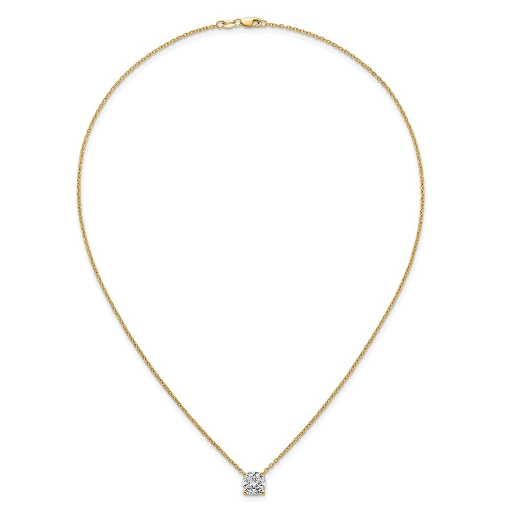 14K Yellow Or White Gold Lab Grown Diamond VS+ F+ Cushion Complete 18 inch Four Prong Pendant Necklace