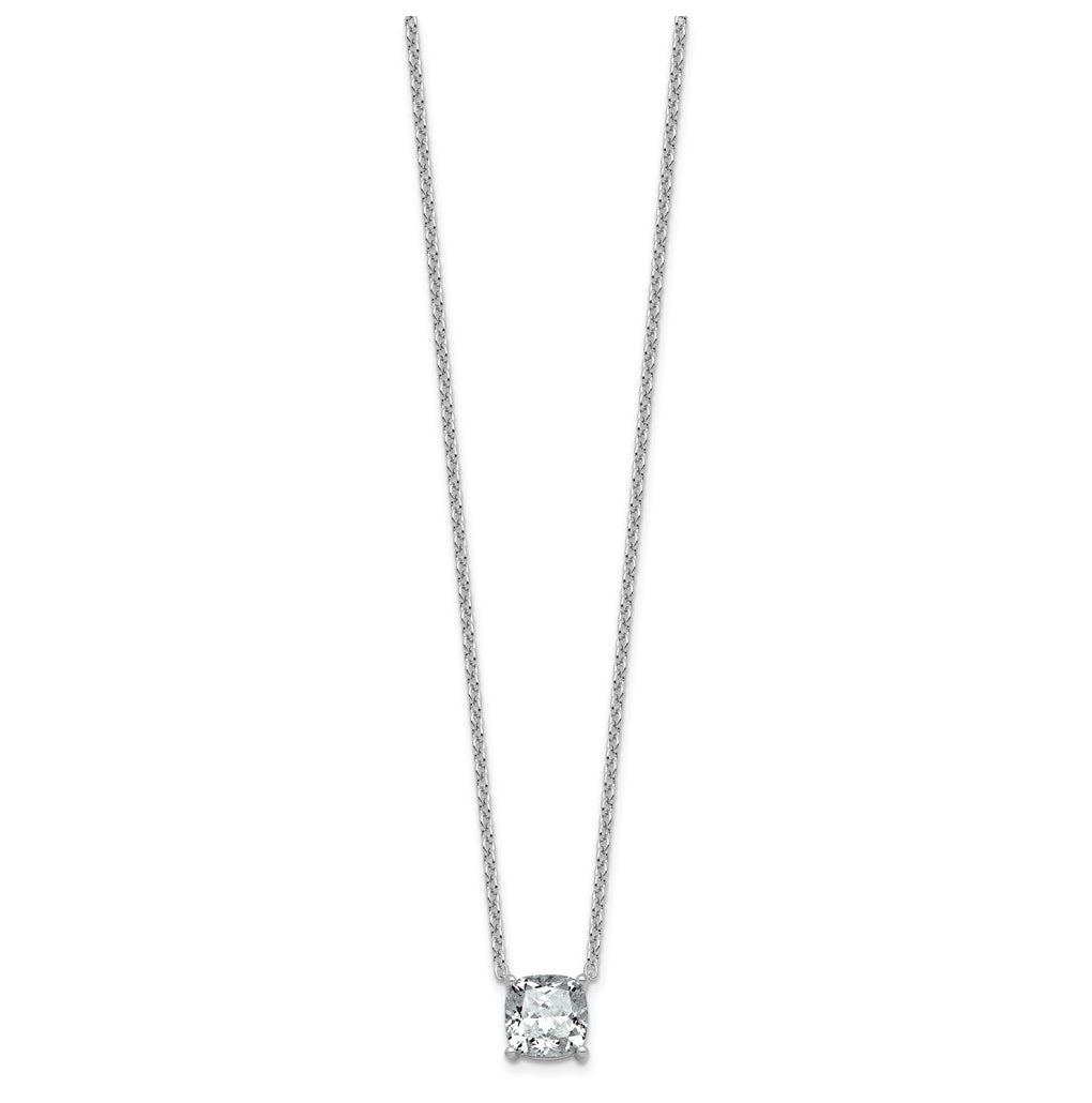 14K Yellow Or White Gold Certified Lab Grown Diamond VS+ F+ Cushion Complete 18 inch Four Prong Pendant Necklace