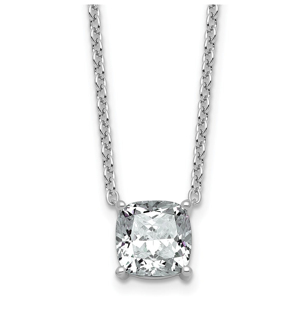 14K Yellow Or White Gold Certified Lab Grown Diamond VS+ F+ Cushion Complete 18 inch Four Prong Pendant Necklace