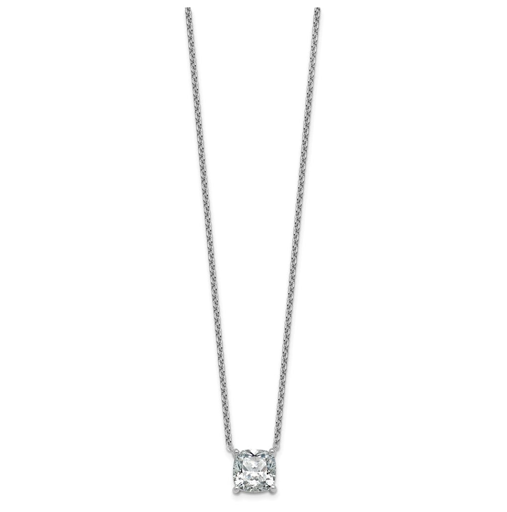 14K Yellow Or White Gold Certified Lab Grown Diamond VS+ F+ Cushion Complete 18 inch Four Prong Pendant Necklace