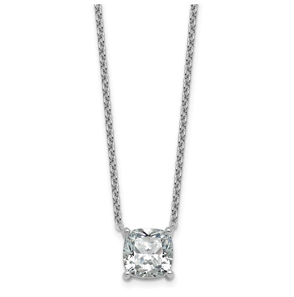 14K Yellow Or White Gold Certified Lab Grown Diamond VS+ F+ Cushion Complete 18 inch Four Prong Pendant Necklace