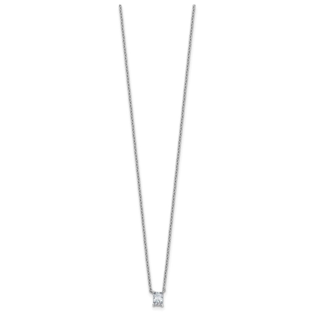 14K Yellow Or White Gold Lab Grown Diamond VS+ F+ Radiant Complete 18 inch Four Prong Pendant Necklace