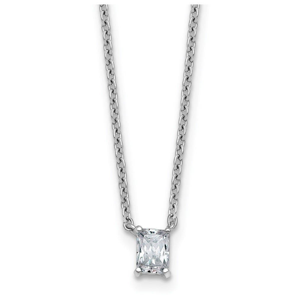 14K Yellow Or White Gold Lab Grown Diamond VS+ F+ Radiant Complete 18 inch Four Prong Pendant Necklace