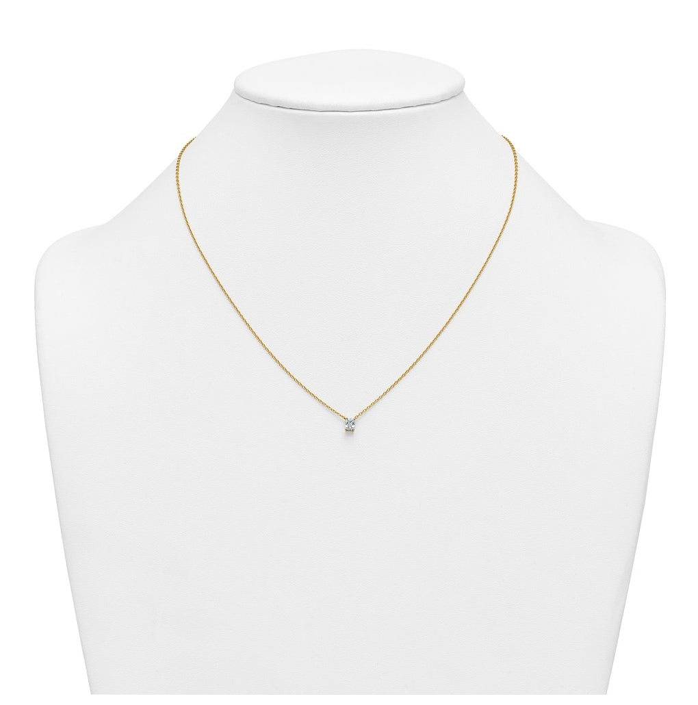 14K Yellow Or White Gold Lab Grown Diamond VS+ F+ Radiant Complete 18 inch Four Prong Pendant Necklace