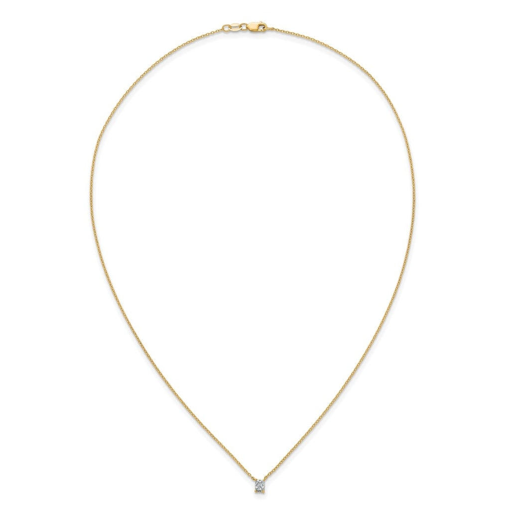 14K Yellow Or White Gold Lab Grown Diamond VS+ F+ Radiant Complete 18 inch Four Prong Pendant Necklace