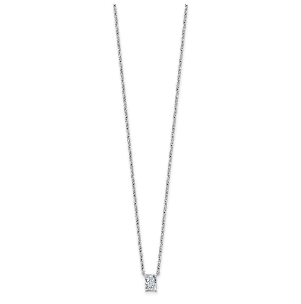 14K Yellow Or White Gold Lab Grown Diamond VS+ F+ Radiant Complete 18 inch Four Prong Pendant Necklace