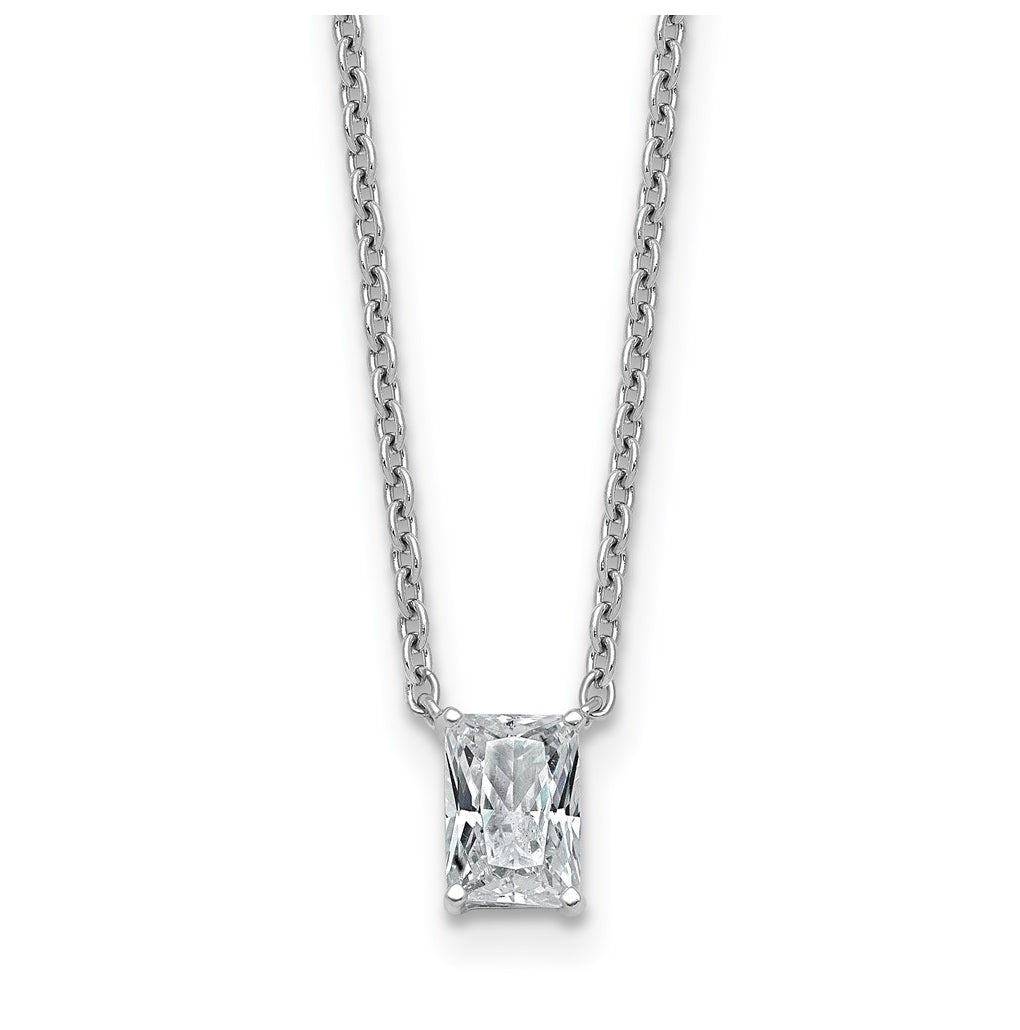 14K Yellow Or White Gold Lab Grown Diamond VS+ F+ Radiant Complete 18 inch Four Prong Pendant Necklace