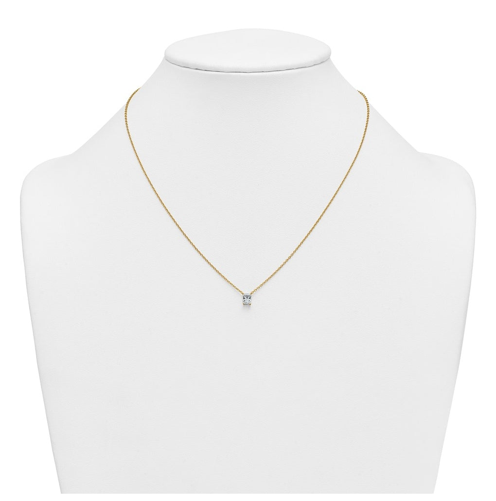 14K Yellow Or White Gold Lab Grown Diamond VS+ F+ Radiant Complete 18 inch Four Prong Pendant Necklace
