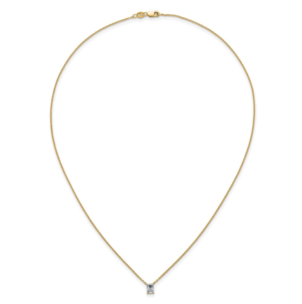 14K Yellow Or White Gold Lab Grown Diamond VS+ F+ Radiant Complete 18 inch Four Prong Pendant Necklace