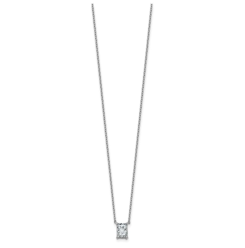 14K Yellow Or White Gold Lab Grown Diamond VS+ F+ Radiant Complete 18 inch Four Prong Pendant Necklace