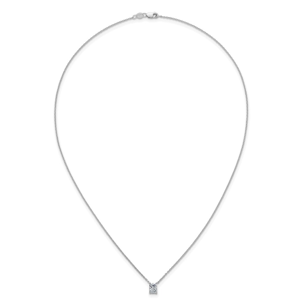14K Yellow Or White Gold Lab Grown Diamond VS+ F+ Radiant Complete 18 inch Four Prong Pendant Necklace