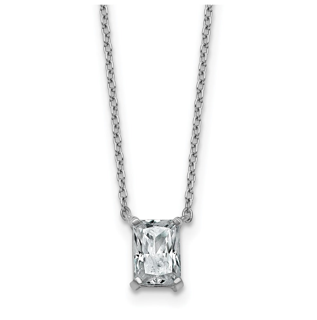 14K Yellow Or White Gold Lab Grown Diamond VS+ F+ Radiant Complete 18 inch Four Prong Pendant Necklace
