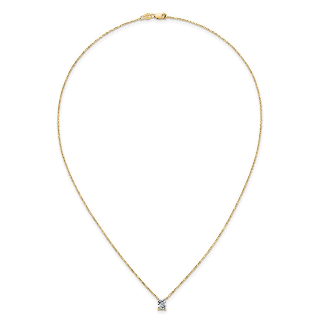 14K Yellow Or White Gold Lab Grown Diamond VS+ F+ Radiant Complete 18 inch Four Prong Pendant Necklace