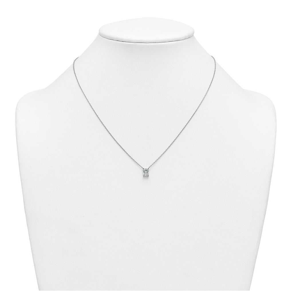 14K Yellow Or White Gold Certified Lab Grown Diamond VS+ F+ Radiant Complete 18 inch Four Prong Pendant Necklace