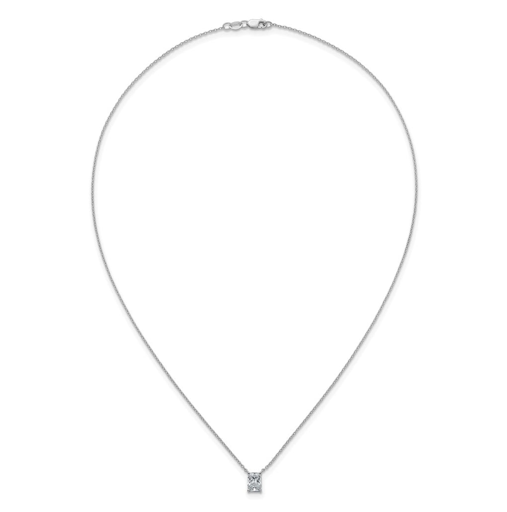 14K Yellow Or White Gold Certified Lab Grown Diamond VS+ F+ Radiant Complete 18 inch Four Prong Pendant Necklace