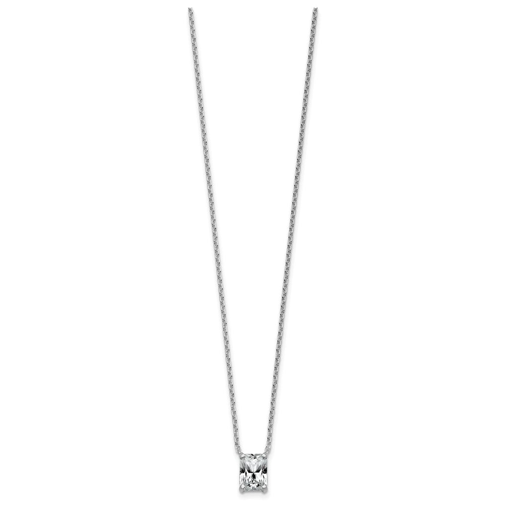 14K Yellow Or White Gold Certified Lab Grown Diamond VS+ F+ Radiant Complete 18 inch Four Prong Pendant Necklace