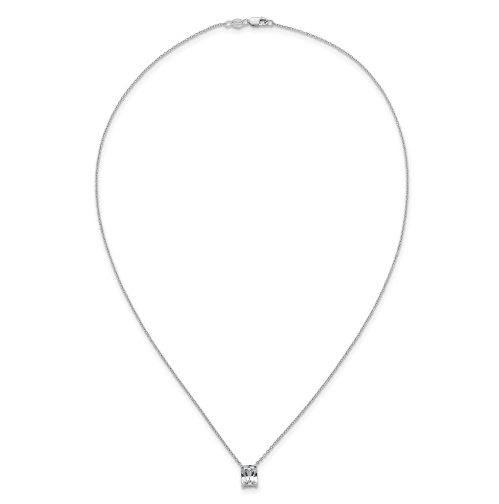 14K Yellow Or White Gold Lab Grown Diamond VS+ F+ Radiant Complete 18 inch Four Prong Pendant Necklace