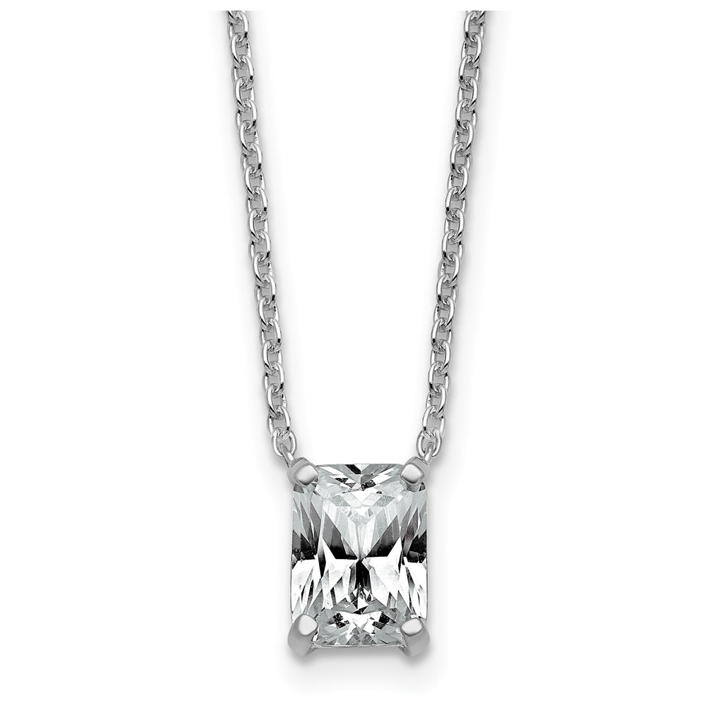 14K Yellow Or White Gold Certified Lab Grown Diamond VS+ F+ Radiant Complete 18 inch Four Prong Pendant Necklace