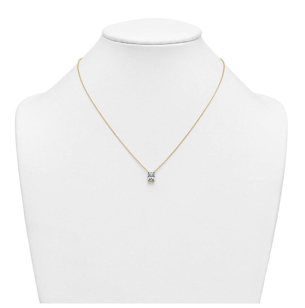 14K Yellow Or White Gold Certified Lab Grown Diamond VS+ F+ Radiant Complete 18 inch Four Prong Pendant Necklace