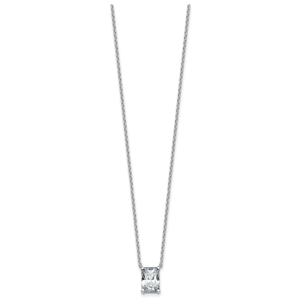 14K Yellow Or White Gold Lab Grown Diamond VS+ F+ Radiant Complete 18 inch Four Prong Pendant Necklace