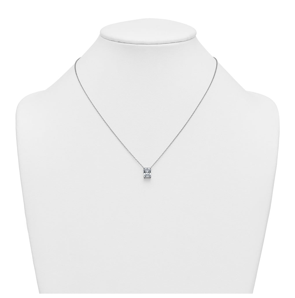 14K Yellow Or White Gold Lab Grown Diamond VS+ F+ Radiant Complete 18 inch Four Prong Pendant Necklace