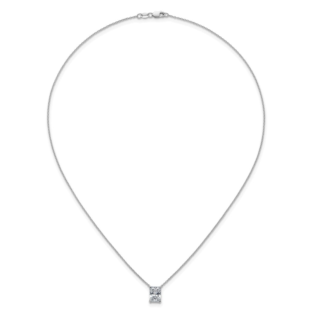 14K Yellow Or White Gold Certified Lab Grown Diamond VS+ F+ Radiant Complete 18 inch Four Prong Pendant Necklace