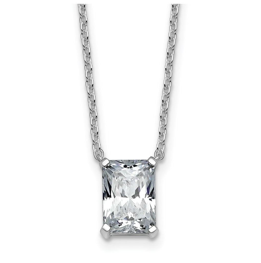 14K Yellow Or White Gold Certified Lab Grown Diamond VS+ F+ Radiant Complete 18 inch Four Prong Pendant Necklace