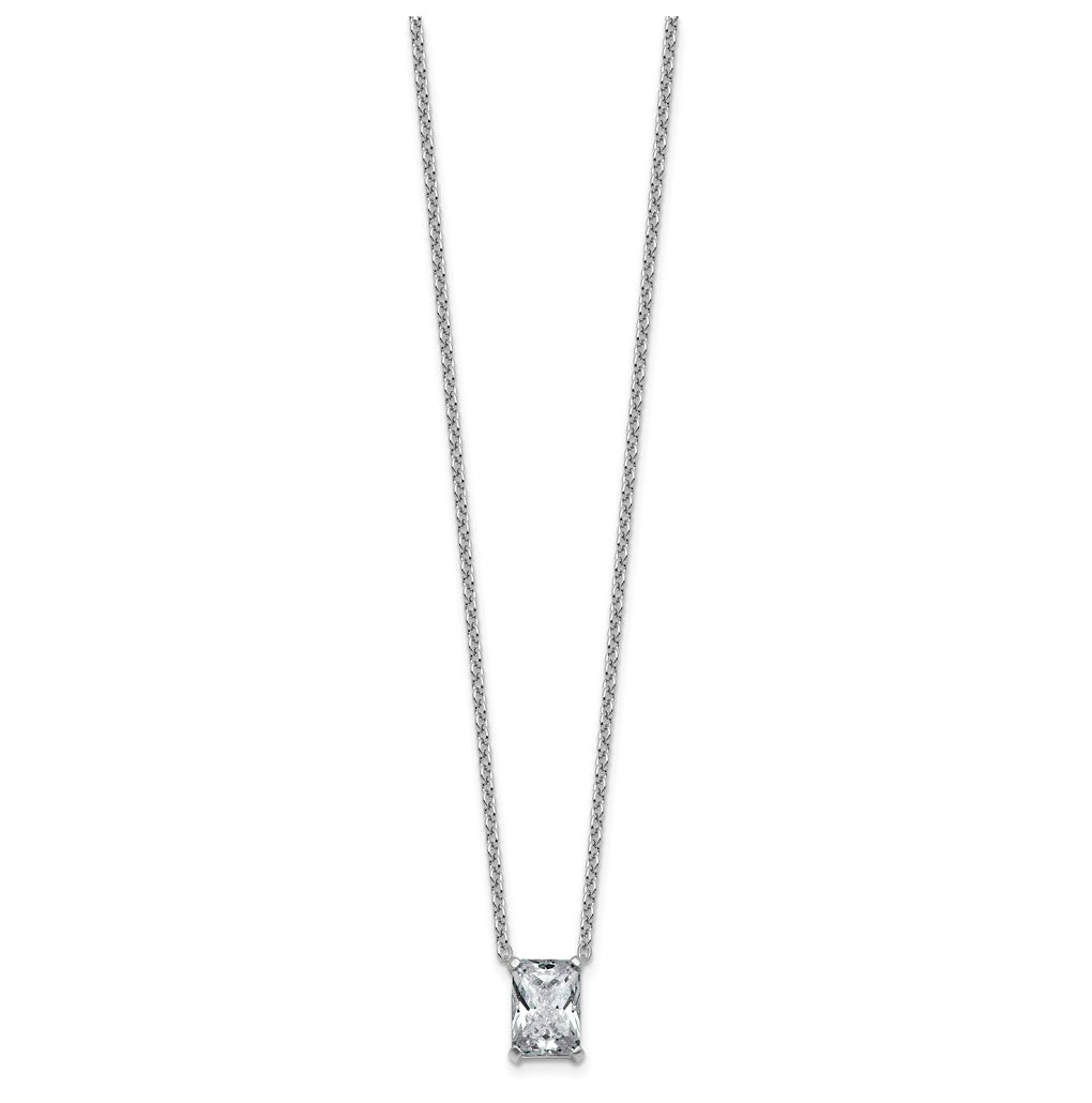 14K Yellow Or White Gold Lab Grown Diamond VS+ F+ Radiant Complete 18 inch Four Prong Pendant Necklace