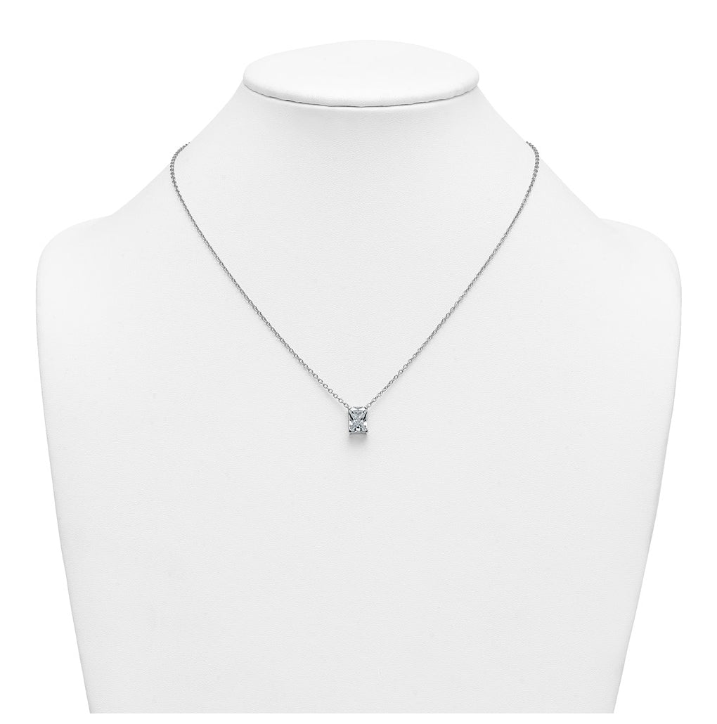 14K Yellow Or White Gold Lab Grown Diamond VS+ F+ Radiant Complete 18 inch Four Prong Pendant Necklace